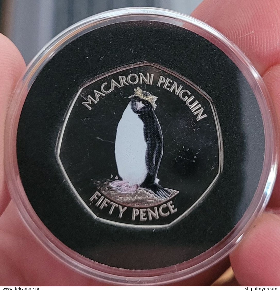 South Georgia & Sandwich Islands 50 Pence 2020. Macaroni Penguin. Diamond Finish. Mintage = 2500 Ex. - Other - America