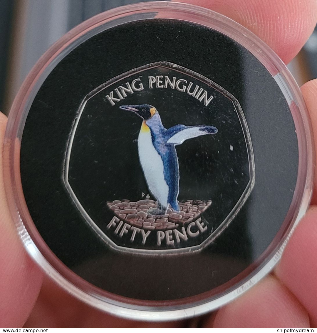 South Georgia & Sandwich Islands 50 Pence 2020. King Penguin. Diamond Finish. Mintage = 2500 Ex. - Otros – América