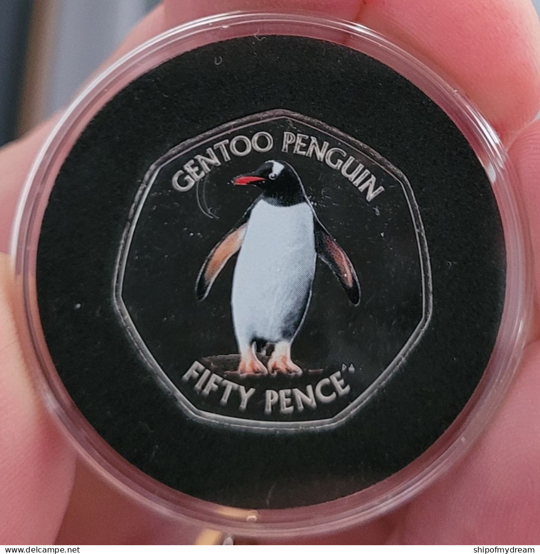 South Georgia & Sandwich Islands 50 Pence 2020. Gentoo Penguin. Diamond Finish. Mintage = 2500 Ex. - Other - America