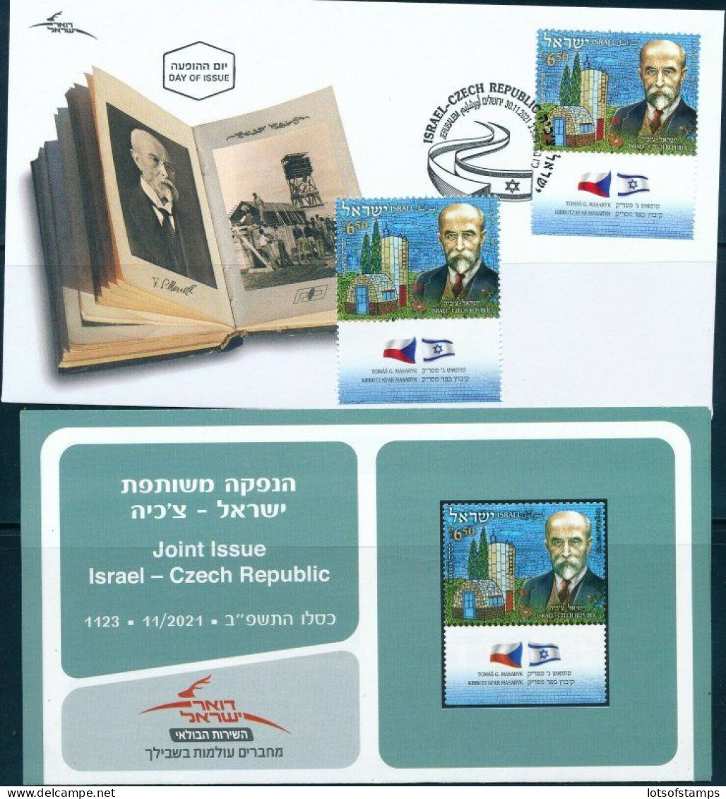 ISRAEL 2021 JOINT ISSUE W/ CZECH REP. T.J. MASARIK STAMP + FDC + POSTAL BULITEEN - Unused Stamps