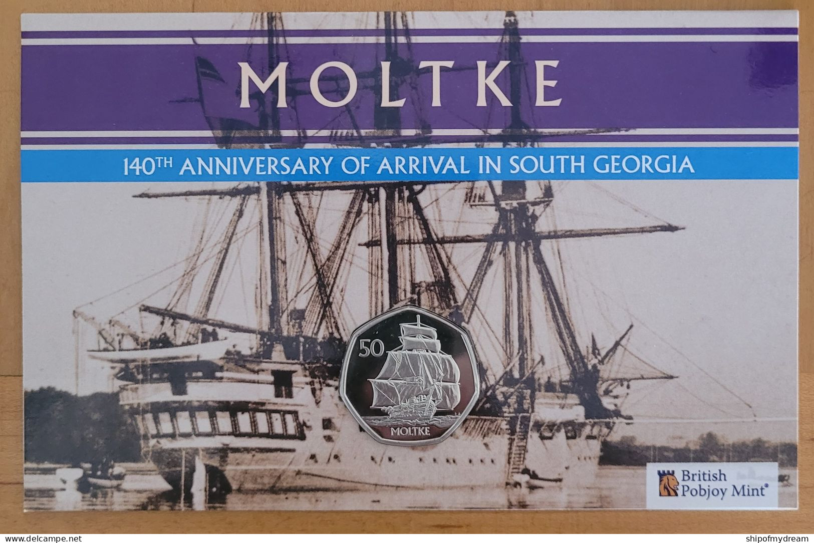 South Georgia & South Sandwich 50p 2022: Moltke Sailing Ship. Issued=2750 - Andere - Amerika