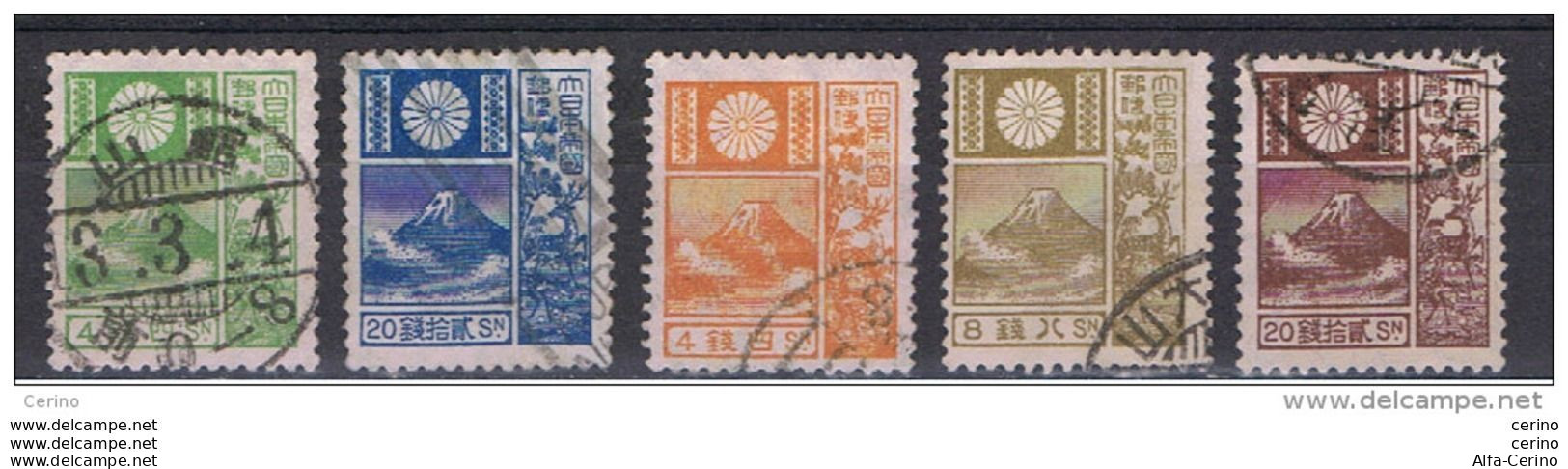 JAPAN:  1922/29  ORDINARY  SERIES  -  LOT  5  USED  STAMPS  -  YV/TELL. 170//204 - Gebruikt