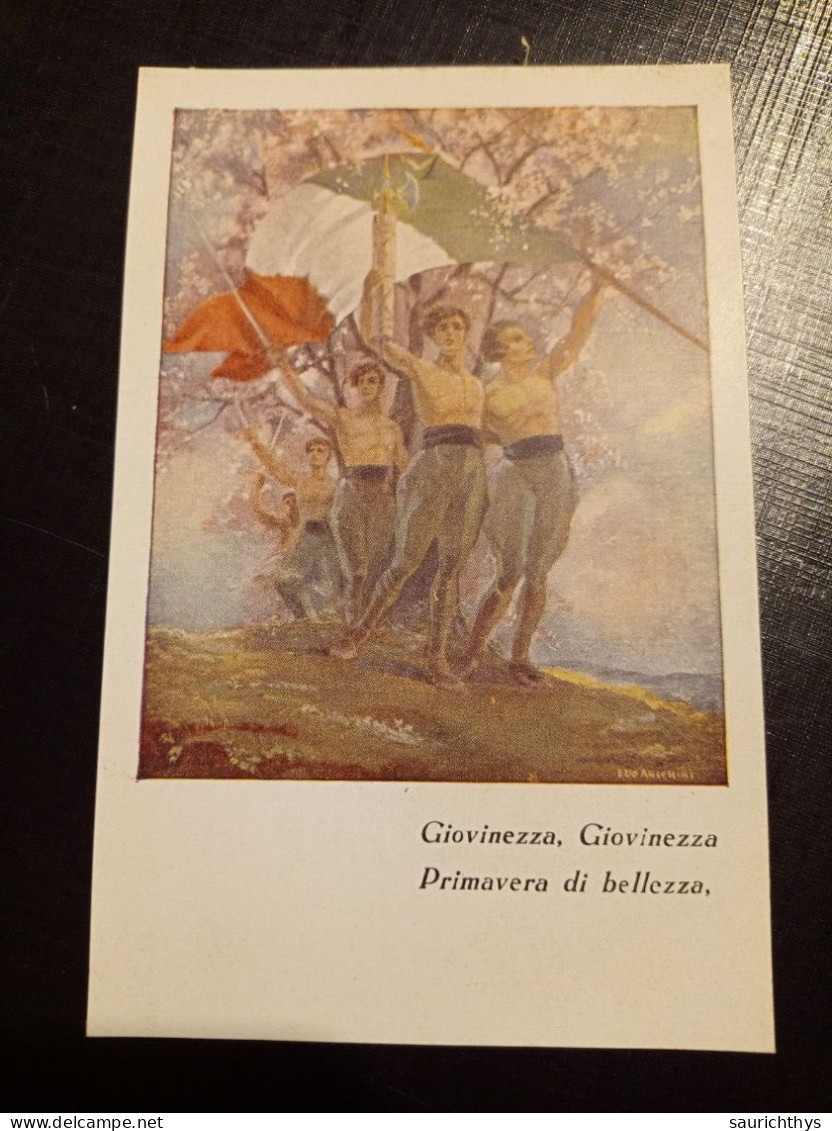 Cartolina Giovinezza Buon Senso E Tricolore Illustratore Ezio Anichini Fascismo Fascista PNF - Hommes Politiques & Militaires