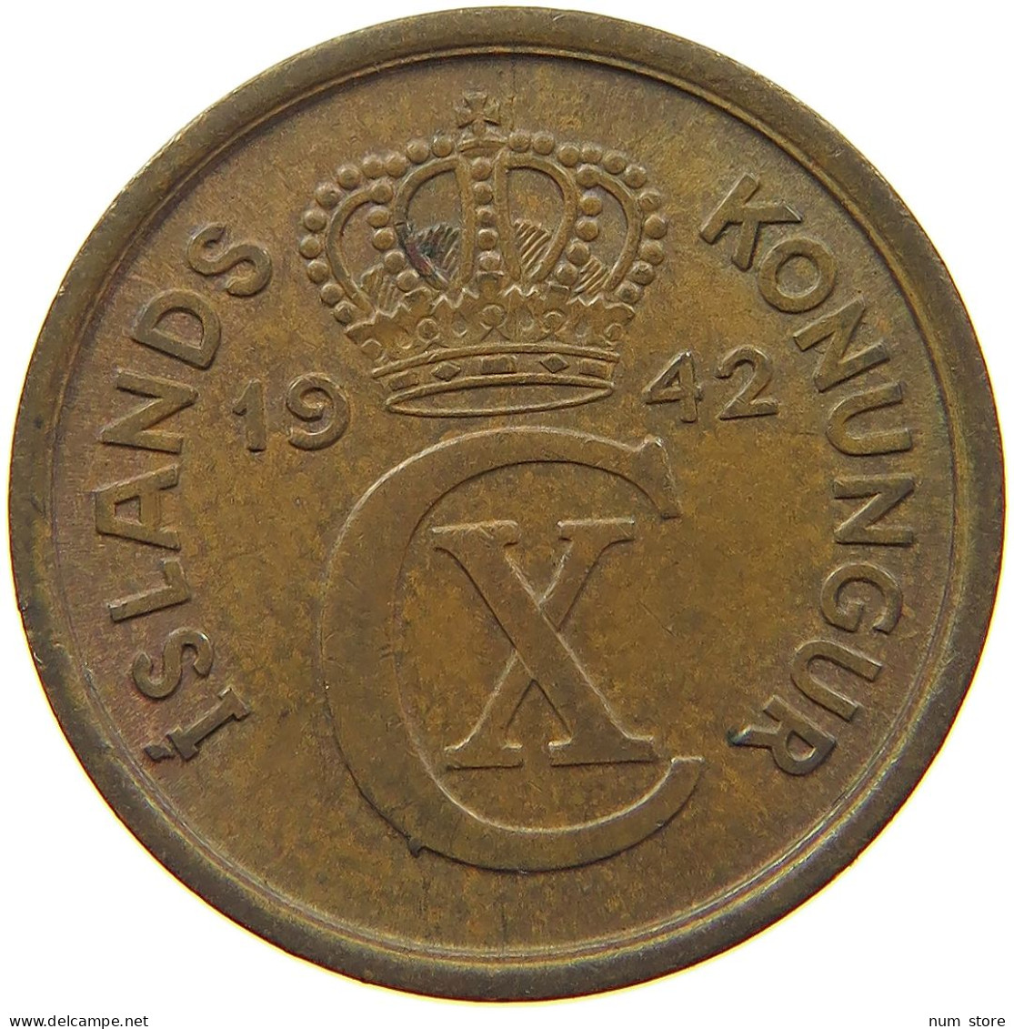 ICELAND 2 AURAR 1942  #MA 065139 - Islandia