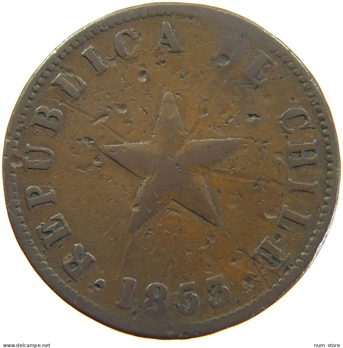 CHILE CENTAVO 1853  #MA 067158 - Chili