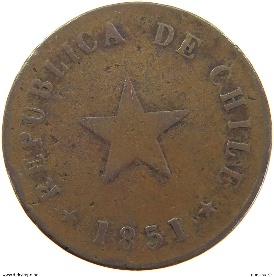 CHILE CENTAVO 1851  #MA 067157 - Chile