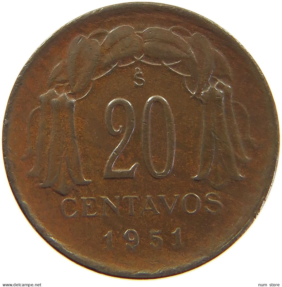 CHILE 20 CENTAVOS 1951  #MA 067161 - Chili