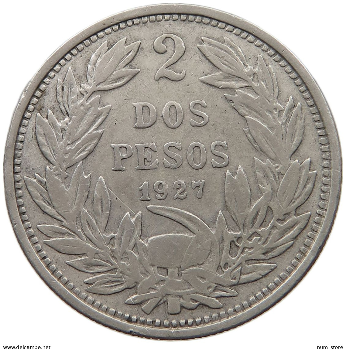 CHILE 2 PESOS 1927  #MA 025209 - Chile