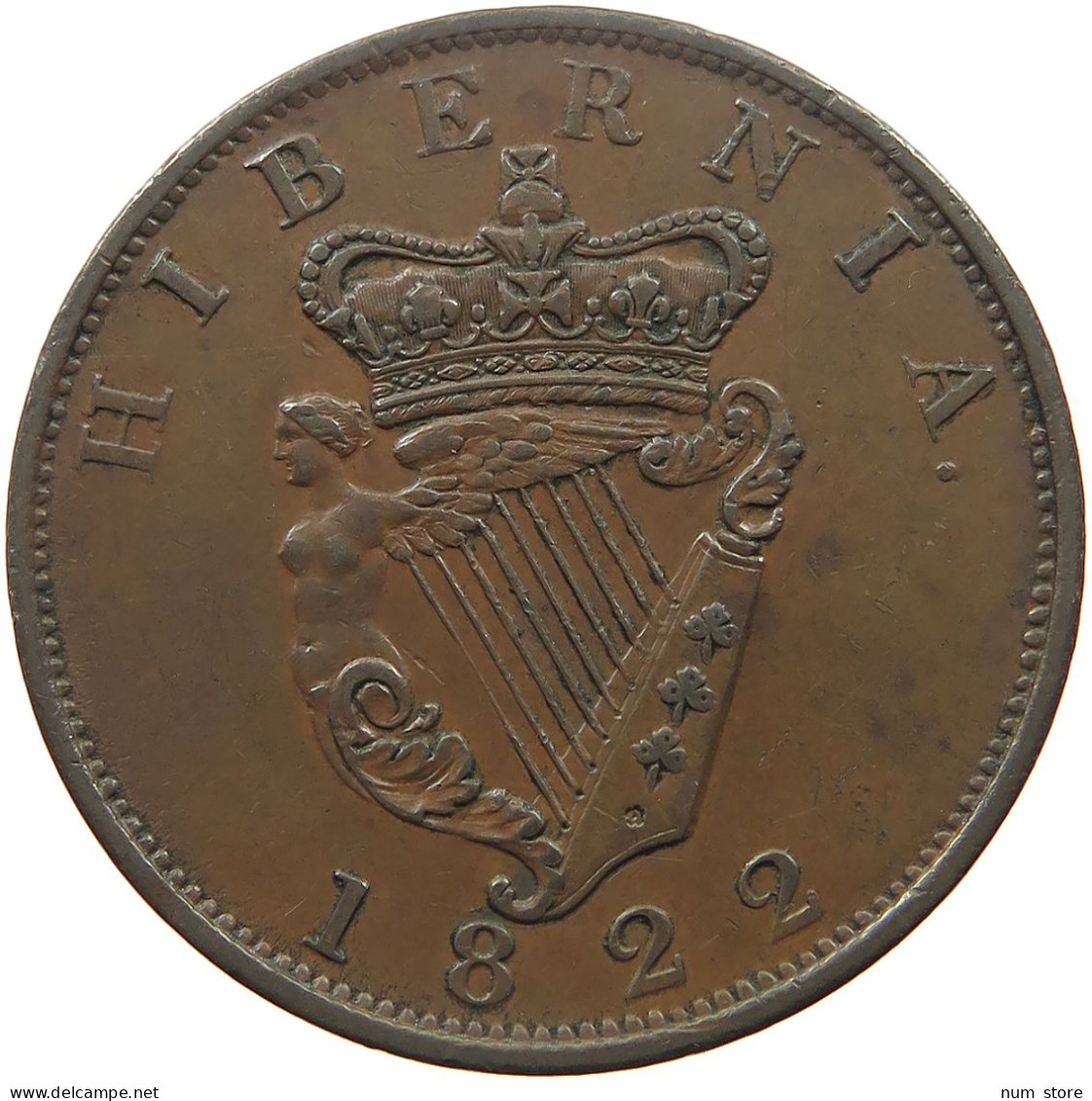 IRELAND PENNY 1822 GEORGE IV. (1820-1830) #MA 025003 - Irlande