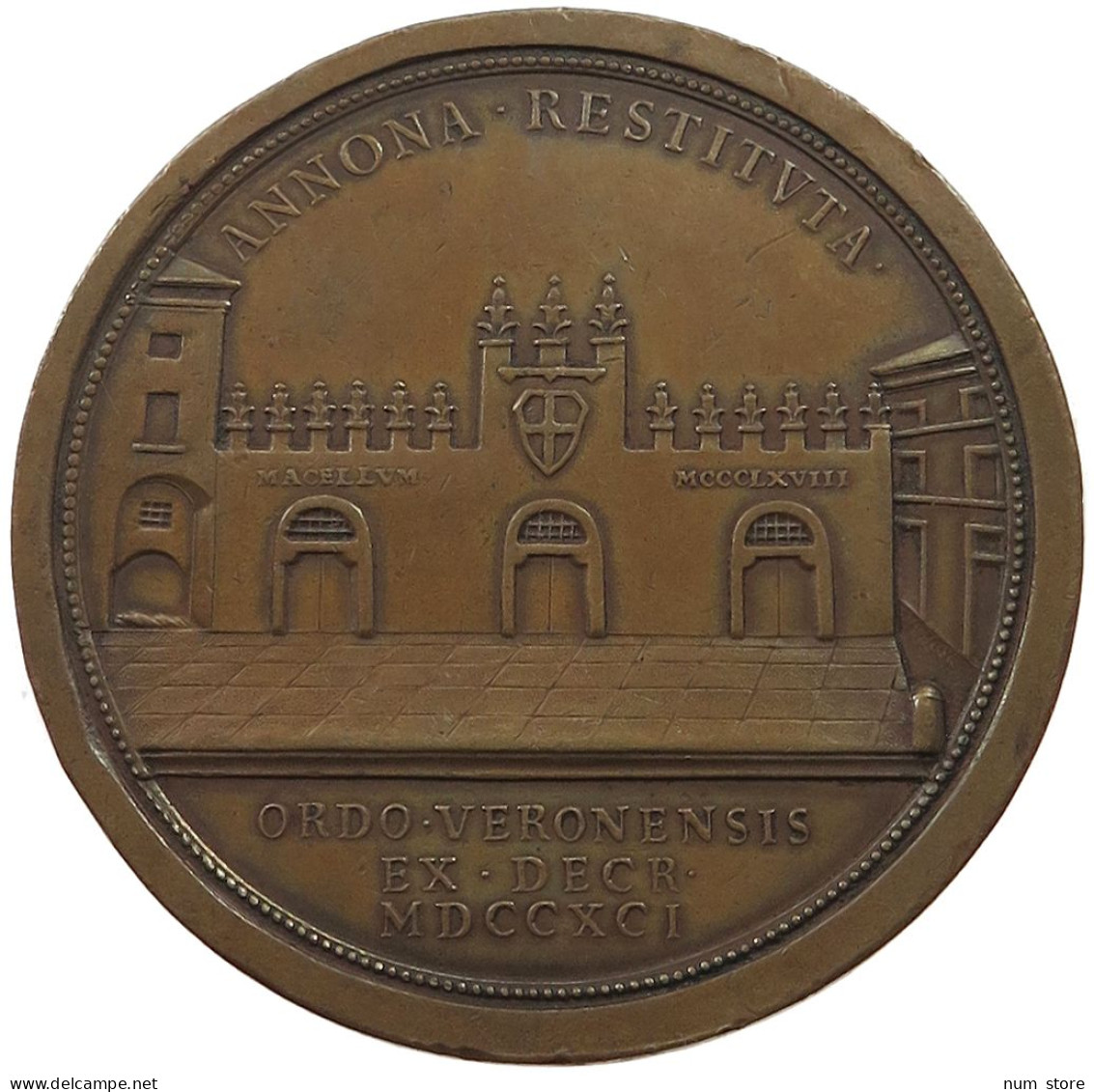 ITALY VERONA MEDAILLE 1791 AUF DIE ERÖFFNUNG EINES NEUEN SCHLACHTHOFES (MACELLUM) #MA 012688 - Andere & Zonder Classificatie