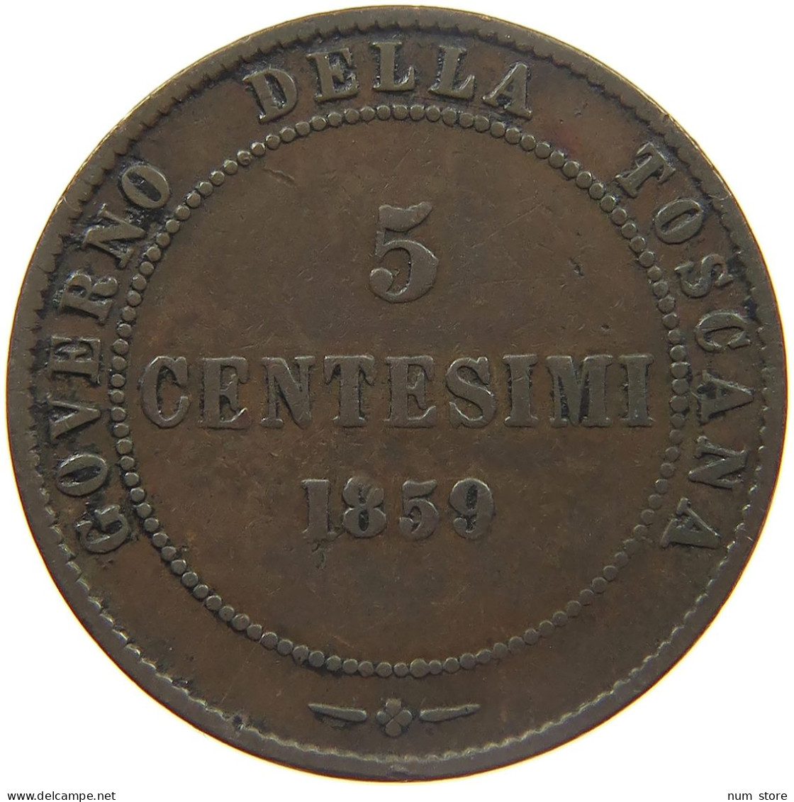 ITALY TOSCANA 5 CENTESIMI 1859 VITTORIO EMANUELE #MA 024514 - Tuscan