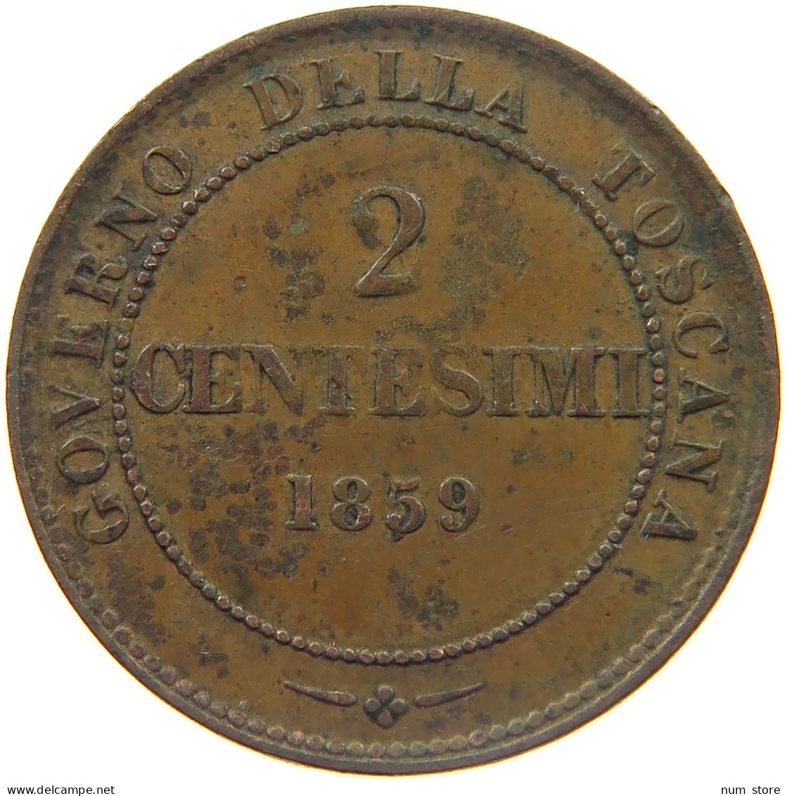 ITALY TOSCANA 2 CENTESIMI 1859 VITTORIO EMANUELE #MA 024518 - Toscana