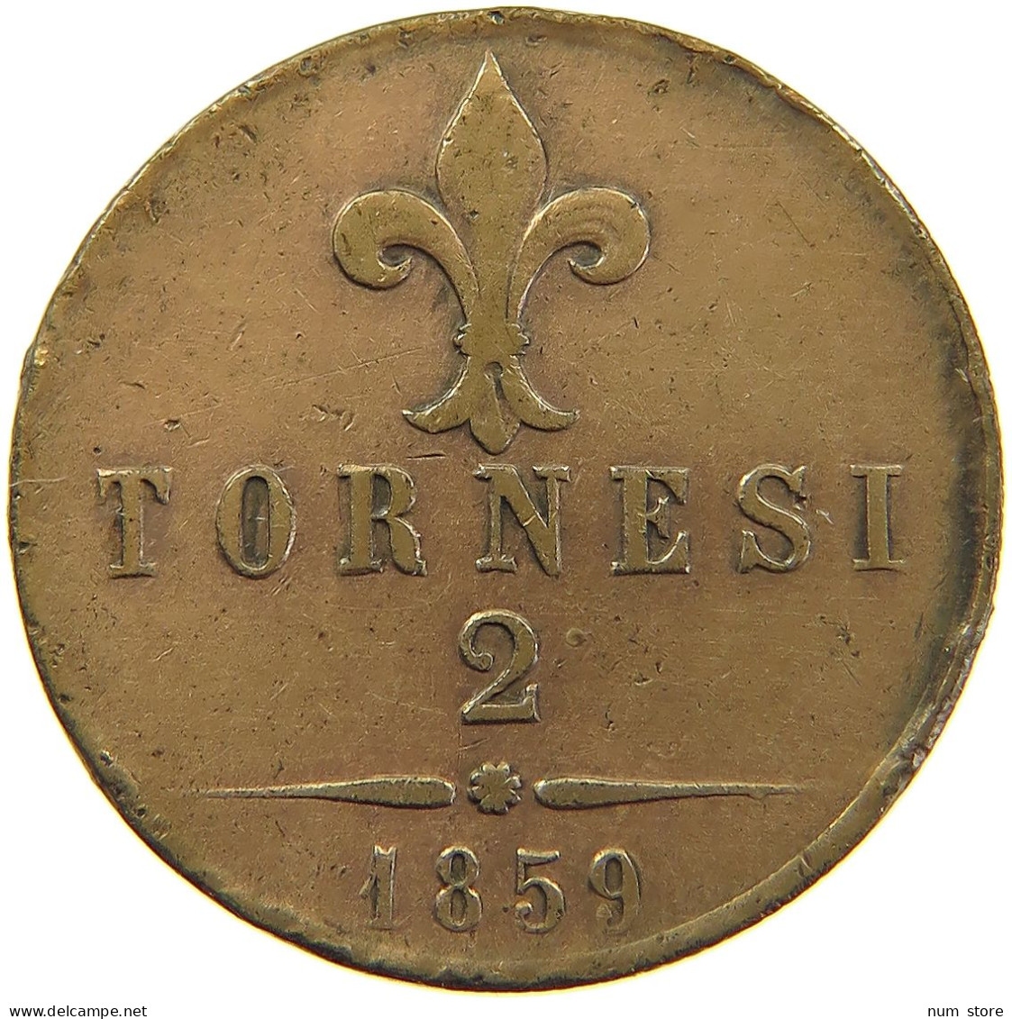 ITALY STATES NAPLES 2 TORNESI 1859 FERDINAND II. (1830-1859) #MA 103811 - Naples & Sicile