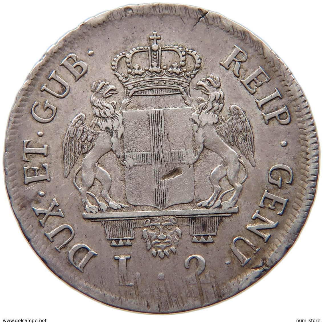 ITALY STATES GENOA 2 LIRE 1794  #MA 059656 - Genova