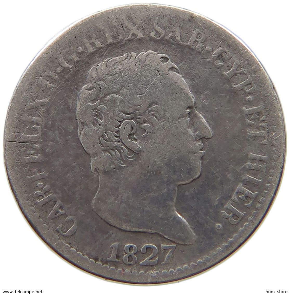 ITALY SARDINIA 50 CENTESIMI 1827 L CARLO FELICE 1821-1831 #MA 024947 - Piemont-Sardinien-It. Savoyen