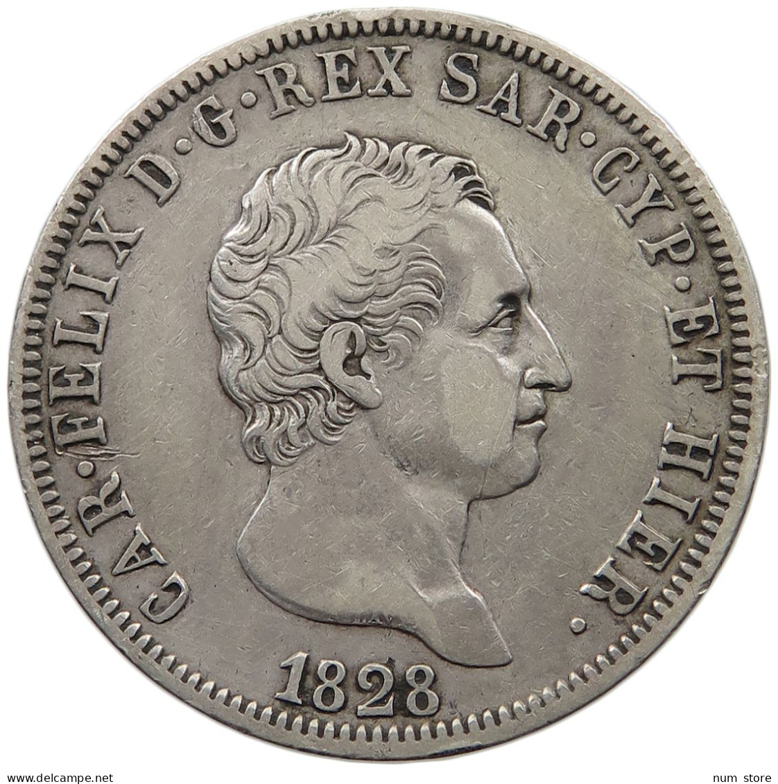 ITALY SARDINIA 5 LIRE 1828 L CARLO FELICE (1821-1831) #MA 024486 - Piemonte-Sardegna, Savoia Italiana