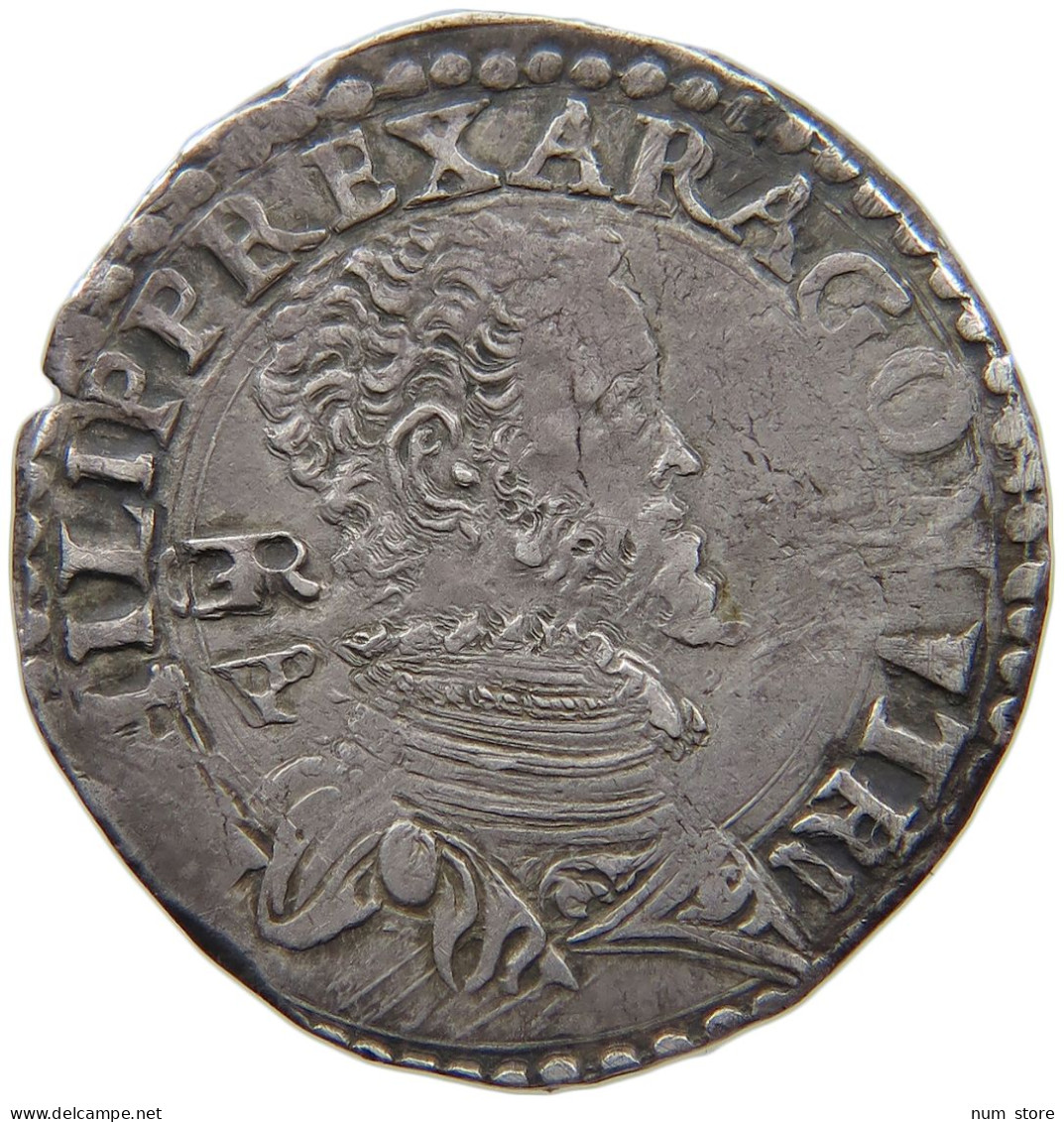 ITALY NAPLES TARI (1568-1587) GR/VP FELIPE II. #MA 024264 - Napoli & Sicilia