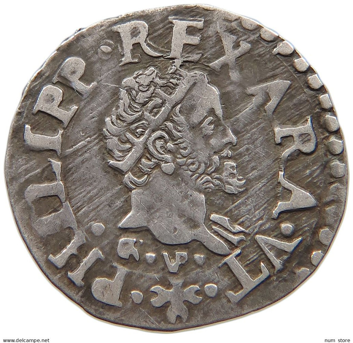 ITALY NAPLES 1/2 CARLINO (1568-1584) GR/VP FELIPE IV. 1621-1665 #MA 024269 - Naples & Sicile