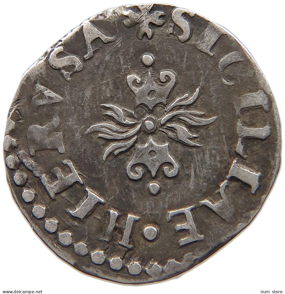 ITALY NAPLES 1/2 CARLINO (1568-1584) GR/VP FELIPE IV. 1621-1665 #MA 024269 - Naples & Sicile