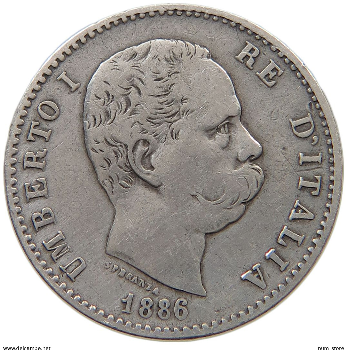 ITALY LIRA 1886  #MA 021082 - 1878-1900 : Umberto I.