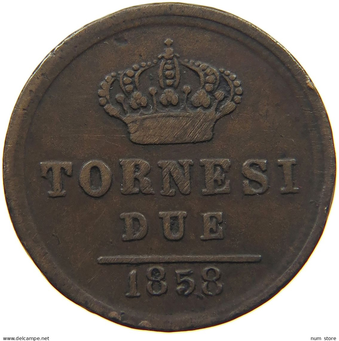 ITALY KINGDOM OF TWO SICILIES 2 TORNESI 1858 FERDINAND II. (1830-1859) #MA 022467 - Dos Siciles