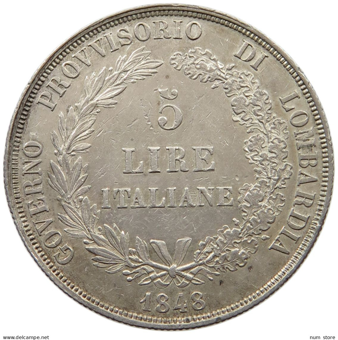 ITALY 5 LIRE 1848 MAILAND, MILAN #MA 008327 - Otros & Sin Clasificación