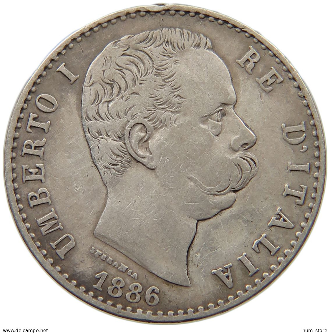 ITALY 2 LIRE 1886 UMBERTO I. 1878-1900 #MA 020935 - 1878-1900 : Umberto I.