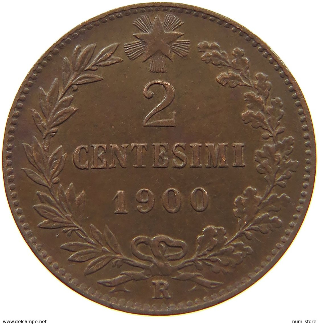 ITALY 2 CENTESIMI 1900 R UMBERTO I. 1878-1900 #MA 022590 - 1878-1900 : Umberto I.