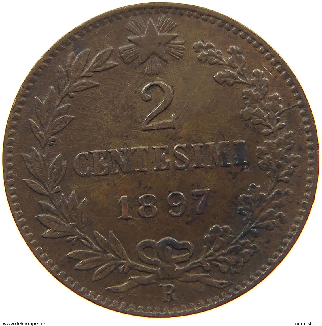 ITALY 2 CENTESIMI 1897 R UMBERTO I. 1878-1900 #MA 022591 - 1878-1900 : Umberto I.