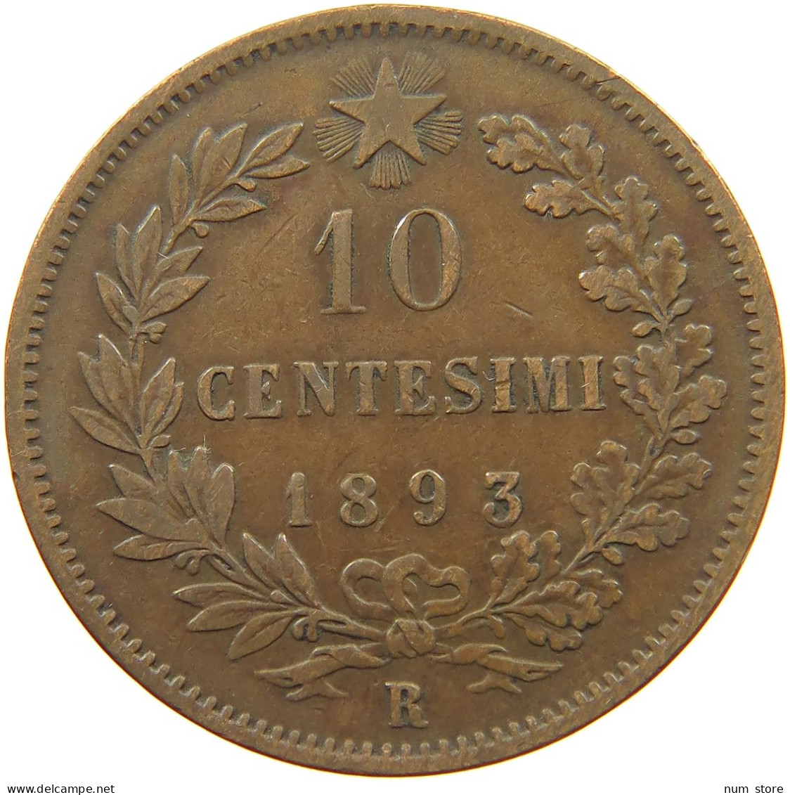 ITALY 10 CENTESIMI 1893 R UMBERTO I. 1878-1900 #MA 101870 - 1878-1900 : Umberto I