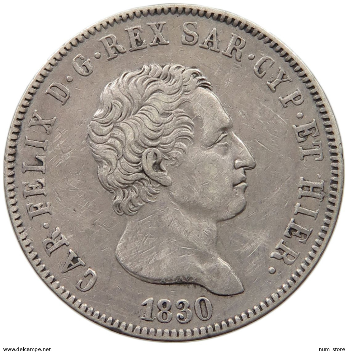 ITALY - SARDINIEN 5 LIRE 1830 CARL FELIX (1821-1831). #MA 003551 - Piemont-Sardinien-It. Savoyen