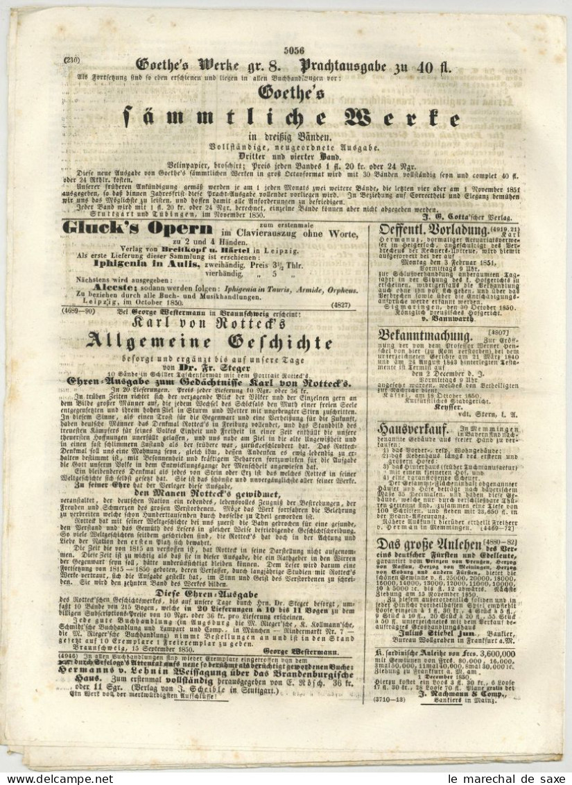 DISINFETTATA PER CONTATTO Augsburg Allgemeine Zeitung 316 V 12. November 1850 Desinfektionsstempel - Historische Documenten