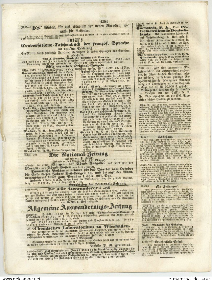 DISINFETTATA Augsburg Allgemeine Zeitung 271 V 28 September 1849 Desinfektionsstempel Desinfected Mail Italia - Documents Historiques
