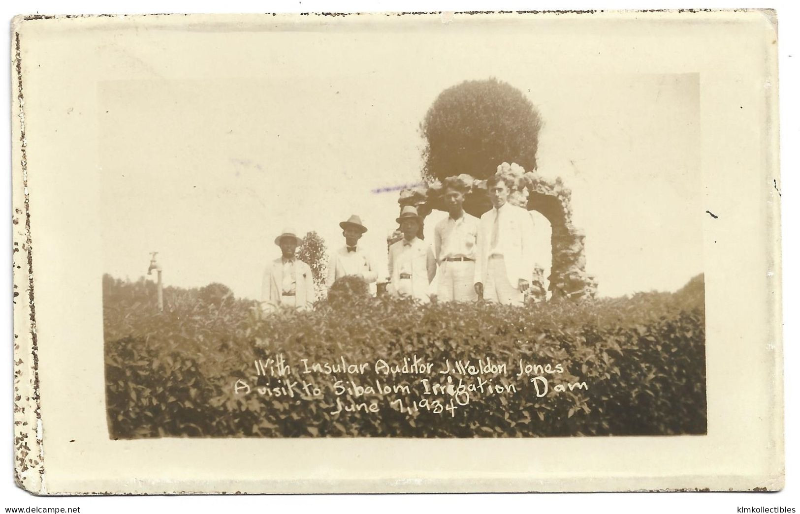 PHILIPPINES - SIBALOM ANTIQUE - INSULAR AUDITOR VISITING IRRIGATION DAM - REAL PHOTO RPPC - Philippines