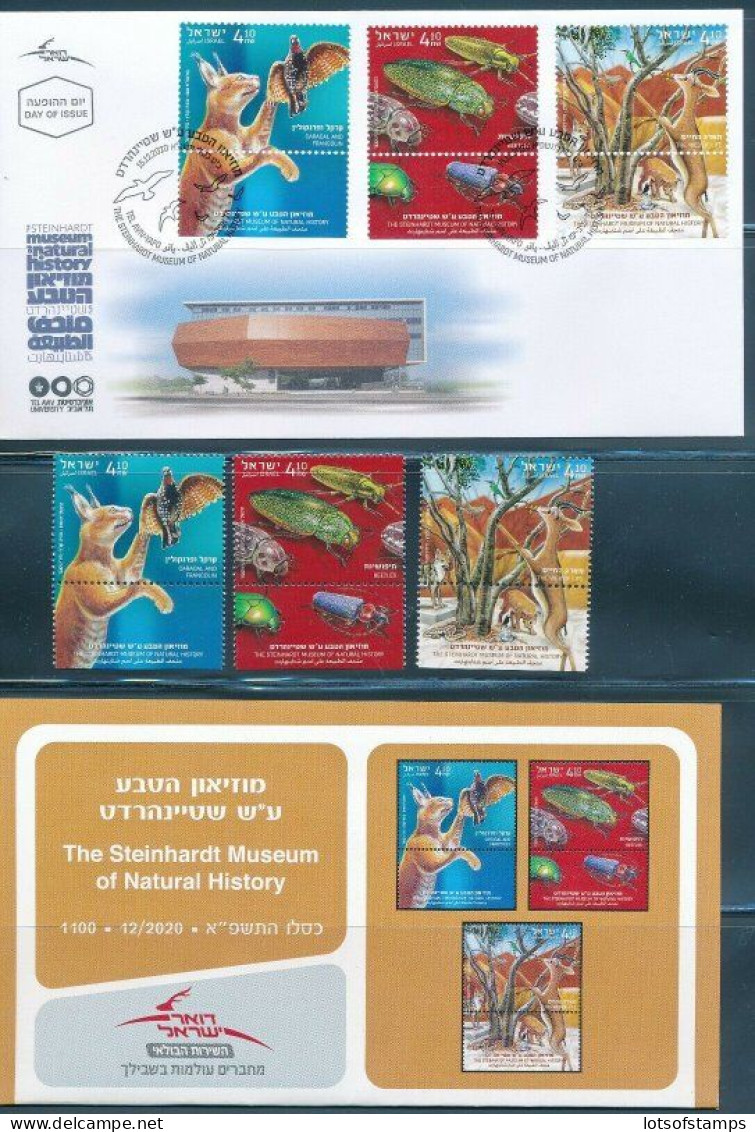 ISRAEL 2020 FAUNA STEINHARDT MUSEUM SET OF STAMPS + FDC+ POSTAL SERVICE BULITEEN - Unused Stamps