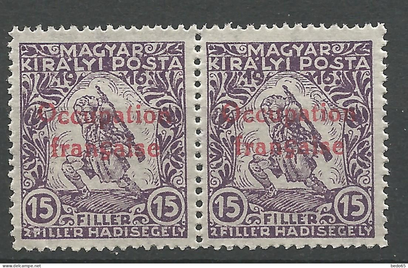 HONGRIE ( ARAD )  N° 2 Variétée O D' Occupation Plus Haut Tenant à Normal  NEUF** LUXE SANS CHARNIERE / Hingeless / MNH - Neufs