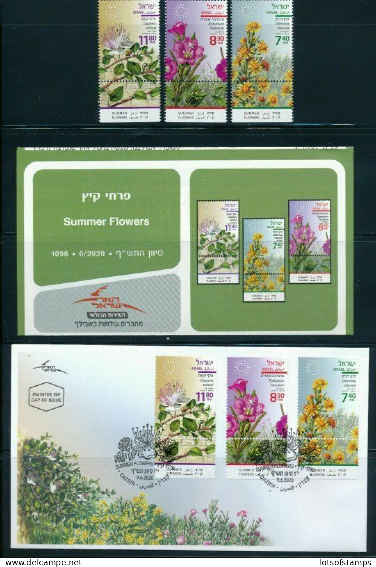 ISRAEL 2020 SUMMER FLOWERS STAMPS SET MNH + FDC's + POSTAL SERVICE BULLETIN - Unused Stamps