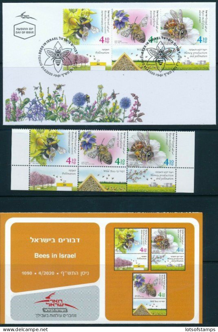 ISRAEL 2020 BEES IN ISRAEL STAMPS FDC + STAMPS MNH + POSTAL SERVICE BULLETIN - Unused Stamps