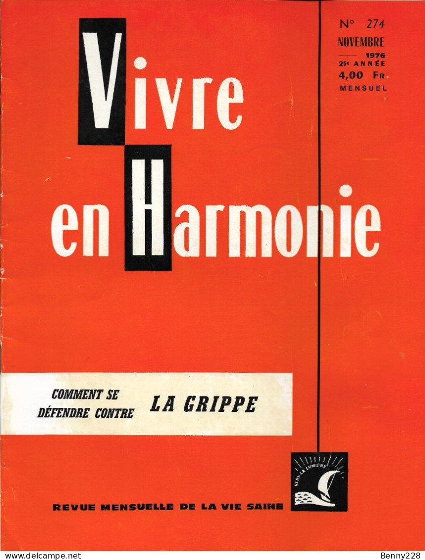 VIVRE En HARMONIE - LA GRIPPE - Mensuel De Novembre 1976 - Medicina & Salud