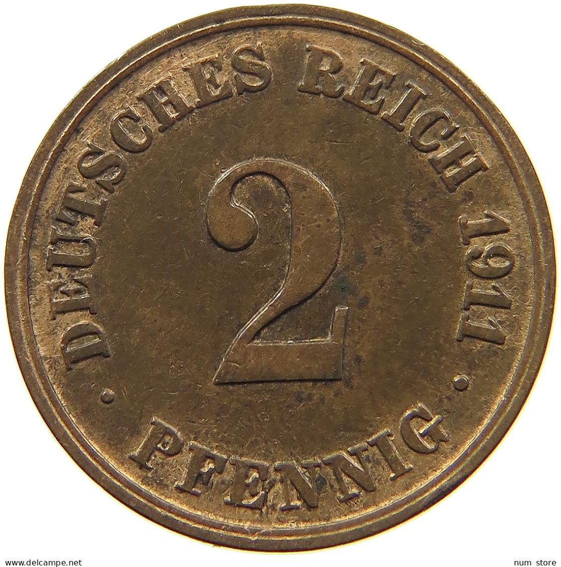 KAISERREICH 2 PFENNIG 1911 J  #MA 100065 - 2 Pfennig