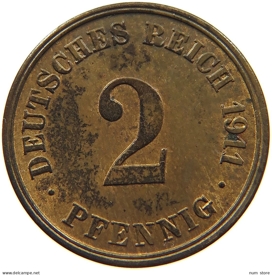 KAISERREICH 2 PFENNIG 1911 J  #MA 100061 - 2 Pfennig