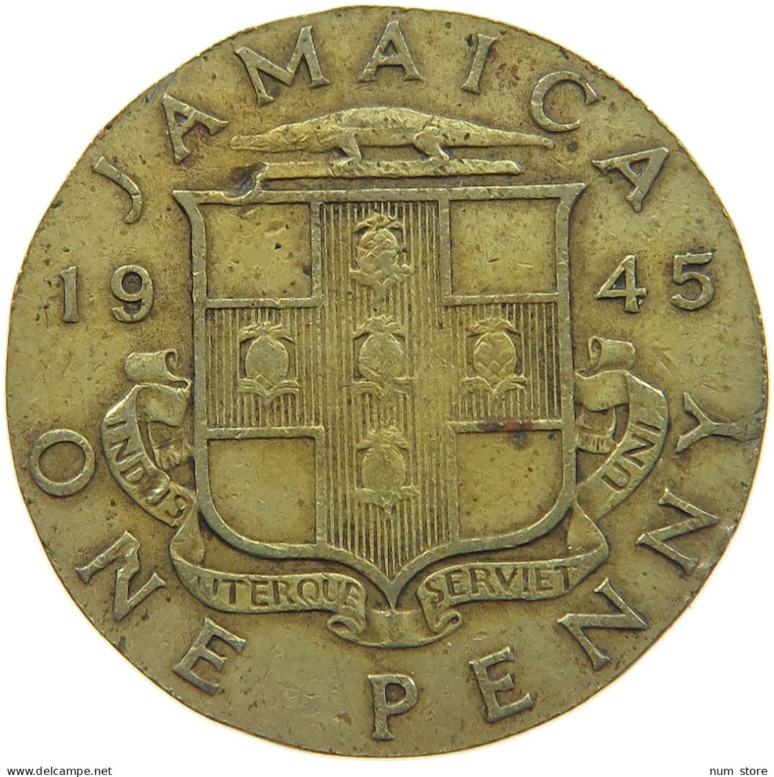 JAMAICA PENNY 1945 SMALLER PLANCHET #MA 021930 - Japon