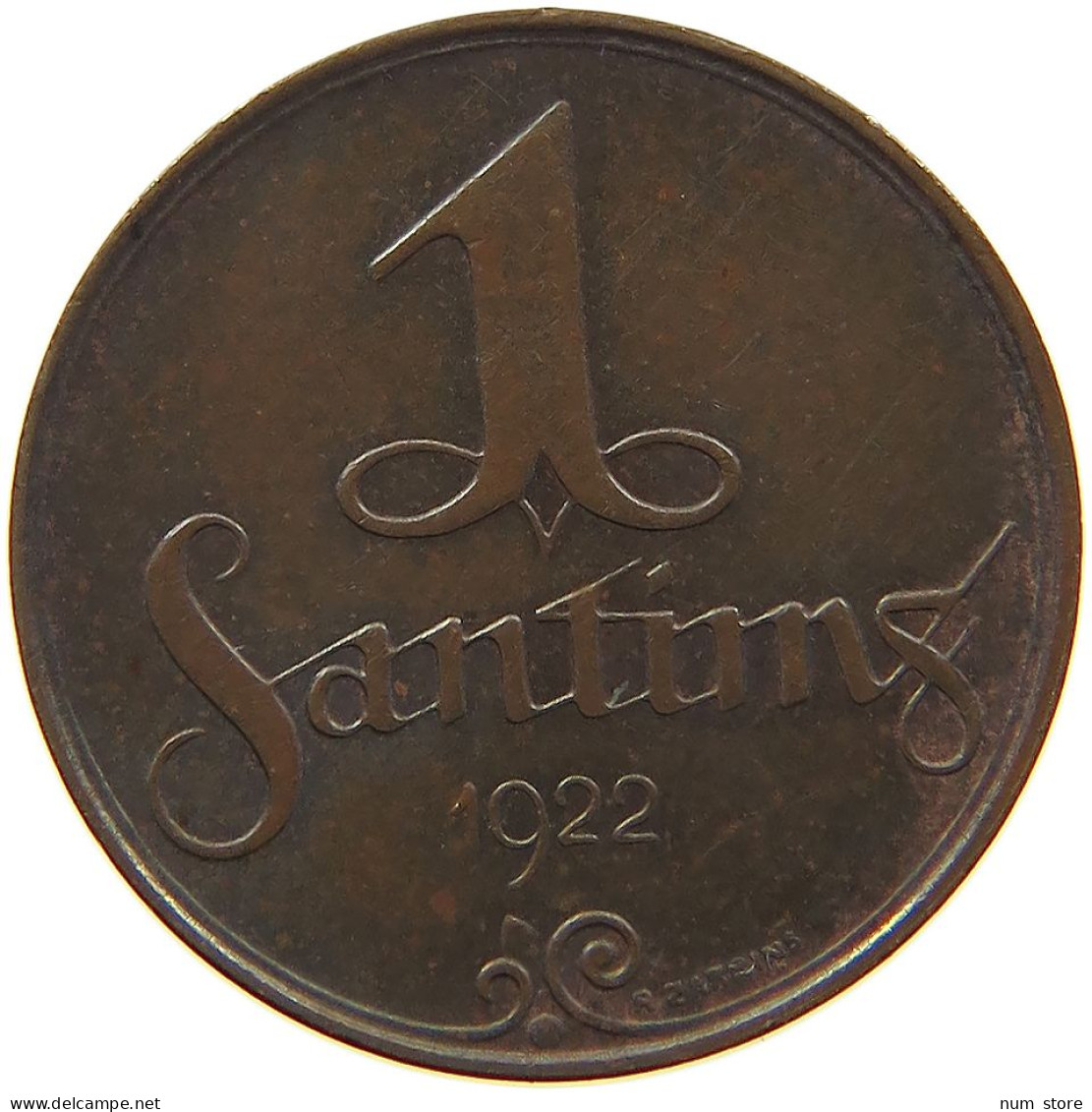 LATVIA SANTIMS 1922  #MA 063008 - Letland