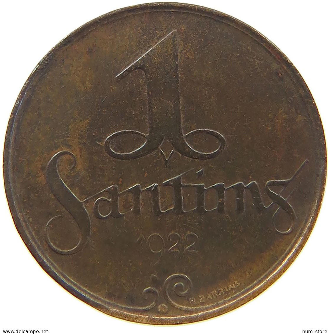 LATVIA SANTIMS 1922  #MA 026084 - Latvia