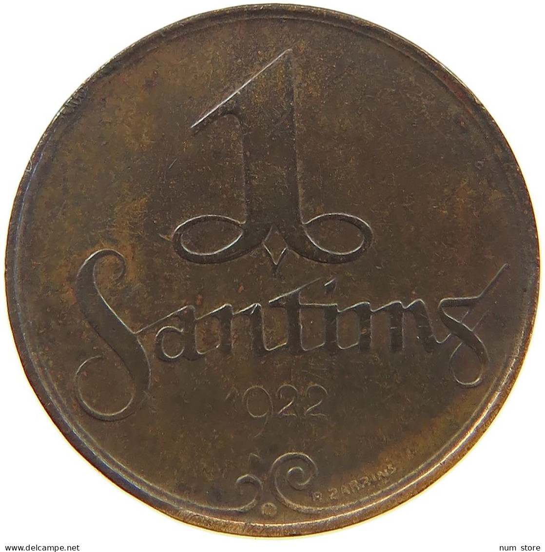 LATVIA SANTIMS 1922  #MA 026084 - Lettonie