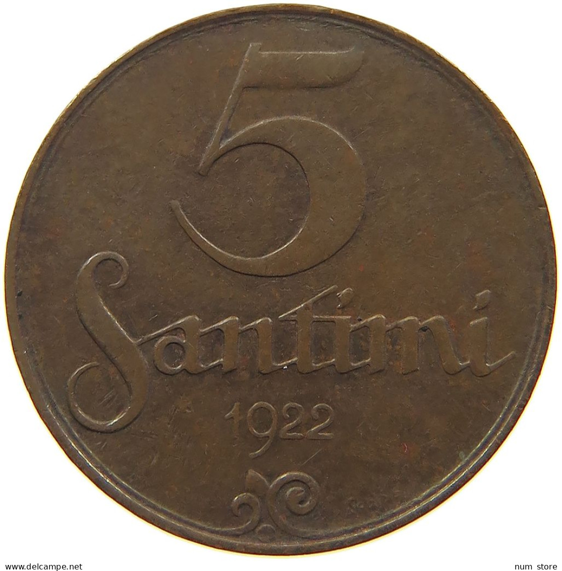 LATVIA 5 SANTIMI 1922  #MA 063003 - Lettonie