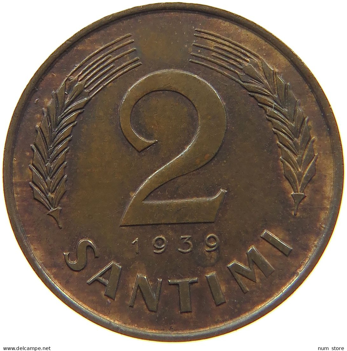 LATVIA 2 SANTIMI 1939  #MA 022614 - Letland