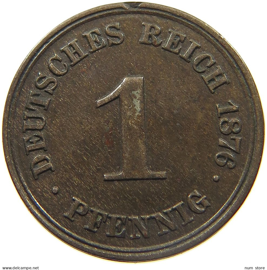 KAISERREICH PFENNIG 1876 A ÜBERARBEITET MIT ZWEI BILDERN #MA 024084 - 1 Pfennig