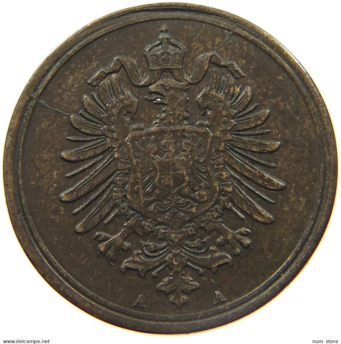 KAISERREICH PFENNIG 1876 A ÜBERARBEITET MIT ZWEI BILDERN #MA 024084 - 1 Pfennig