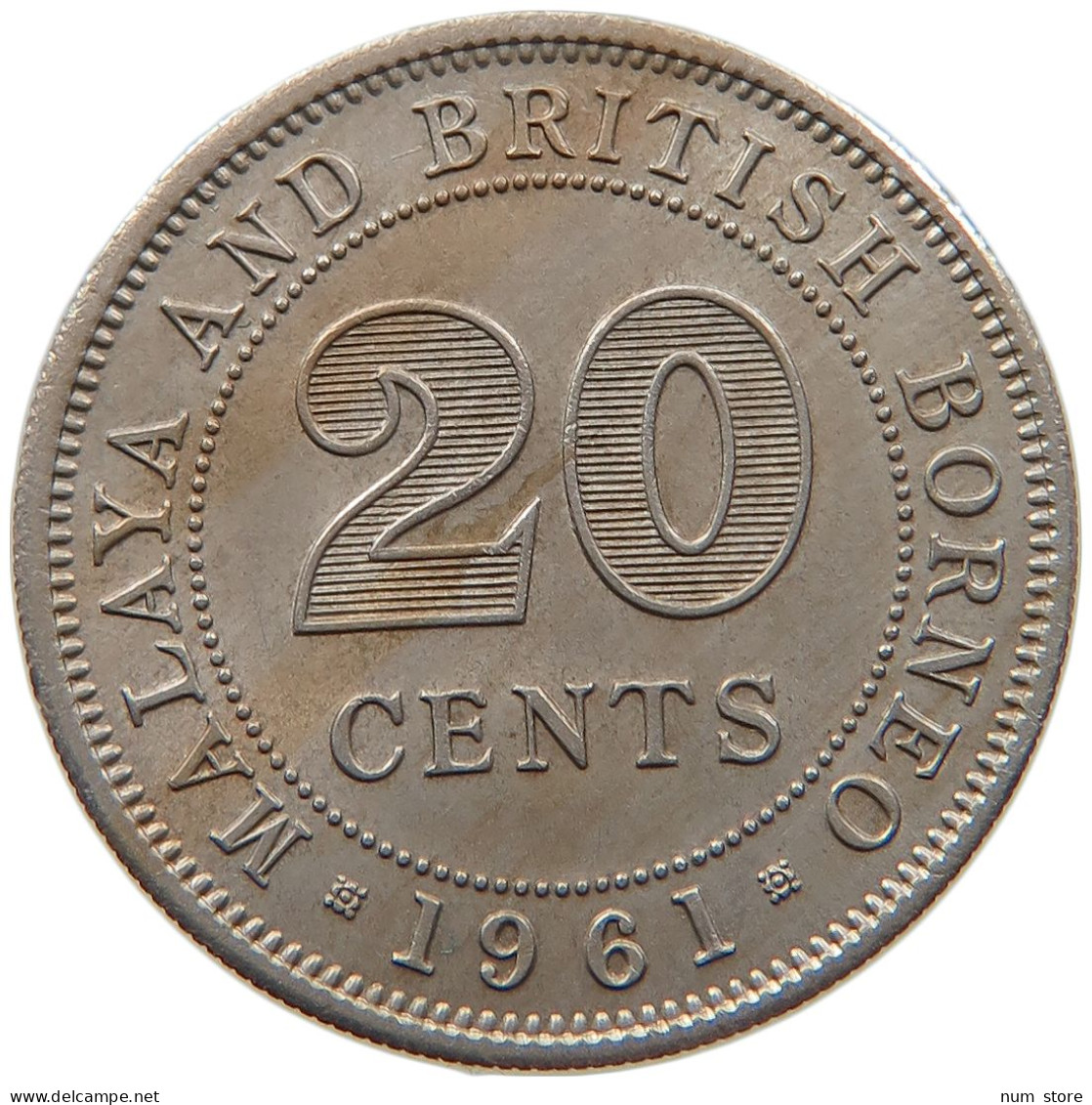 MALAYA 20 CENTS 1961 ELIZABETH II. (1952-2022) #MA 068483 - Malaysie